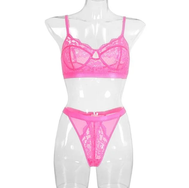 Wholesale Cheap Price Women Pink Lace Sexy Lingerie