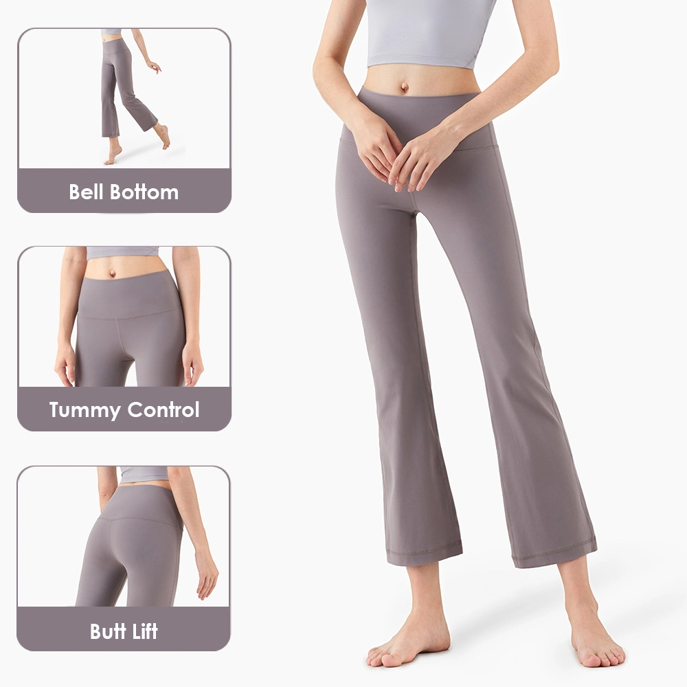 Autumn Women High Waist Slim Workout Wide Leg Long Pants Yoga Leggings Flares Pants