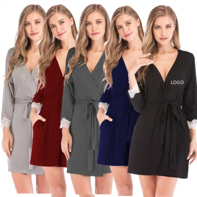 Vestido de noche Sexy de encaje Modal para mujer, vestido de noche de manga tres cuartos