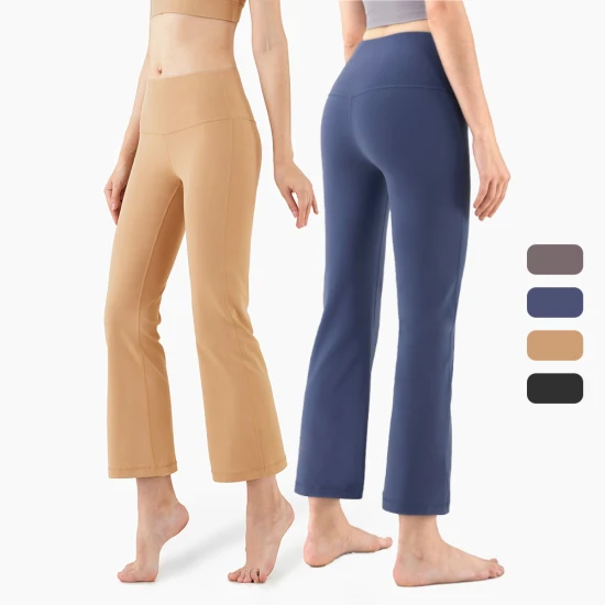 Otoño mujeres cintura alta Slim entrenamiento pierna ancha pantalones largos Yoga Leggings pantalones acampanados