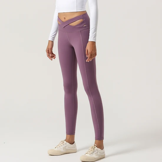 Pantalones delgados de encargo de la yoga de las medias de la forma del cuerpo de las mujeres de la aptitud de las polainas de la yoga de la cintura de la alta elasticidad de las muchachas calientes de encargo