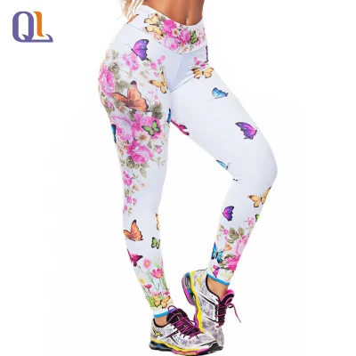 Polainas coloridas con estampado de flores de peonía y mariposa, pantalones de yoga deportivos ajustados para fitness